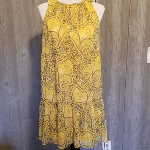 LOFT Ruffle Button Neck Swing Dress